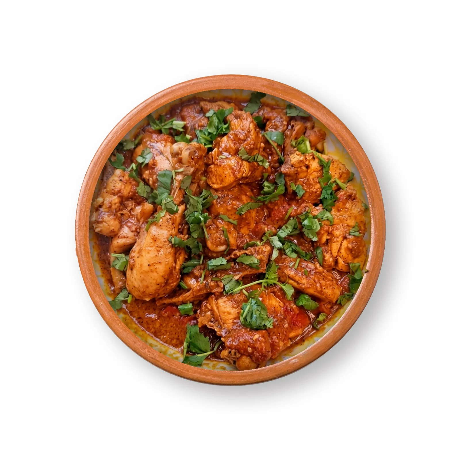 Authentic Pakistani chicken karahi served in a traditional clay handi at the best restaurant in Islamabad.